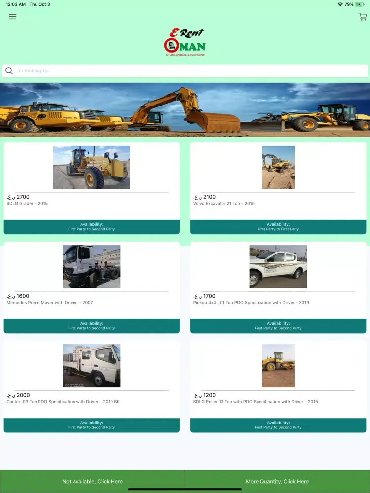 Tangkapan layar Vehicle / Equipment Rental iPad 