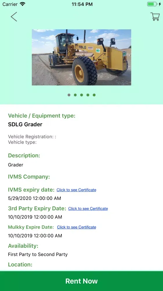 Tangkapan layar Vehicle / Equipment Rental