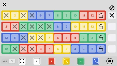 X-Out: Qwixx Scoresheet Screenshots