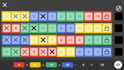 X-Out: Qwixx Scoresheet Screenshots