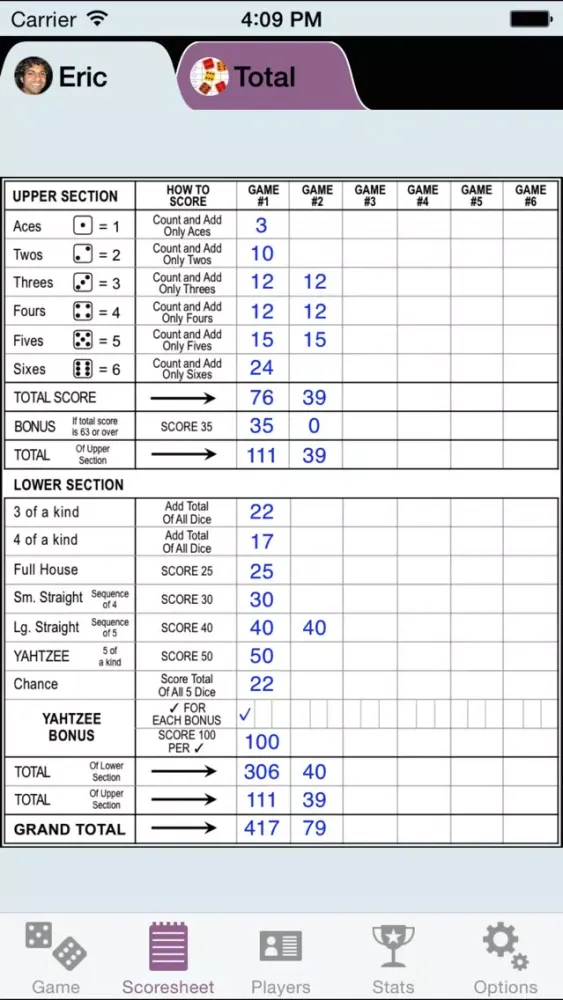 YZ Score - YAHTZEE® scoresheet应用截图