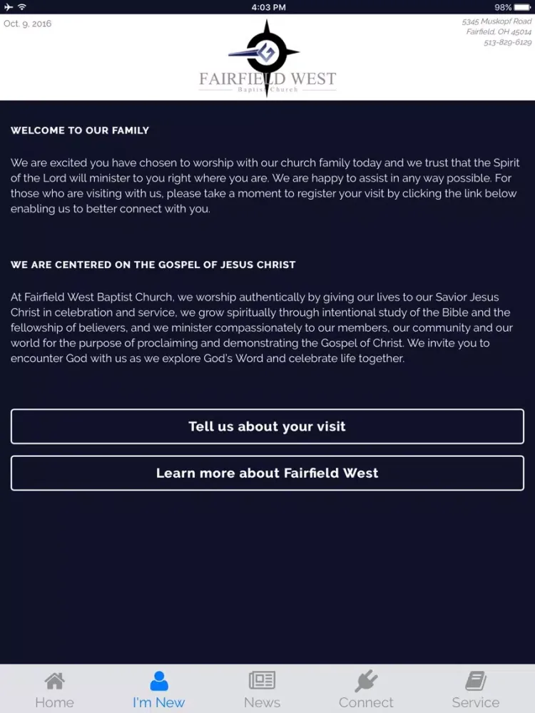 Fairfield West Baptist Church iPad 应用截图