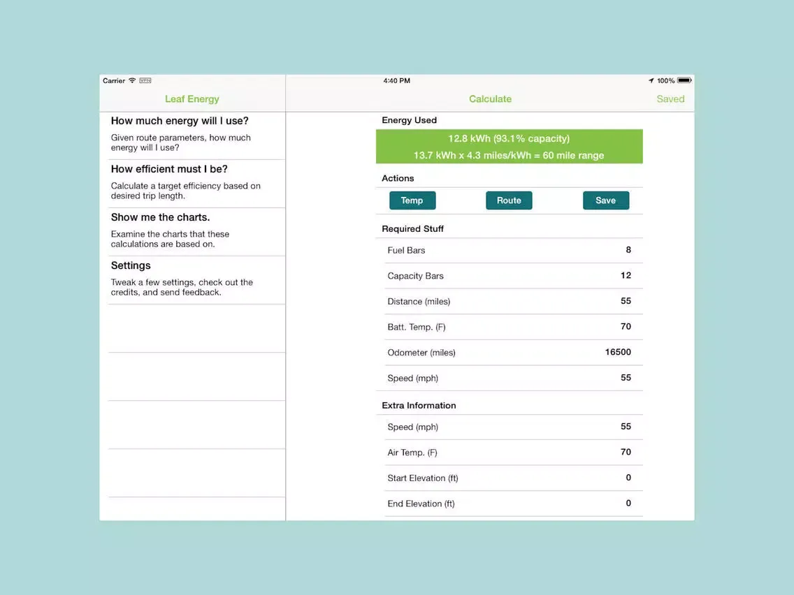 LEAF Energy - For The Nissan LEAF iPad  Screenshots