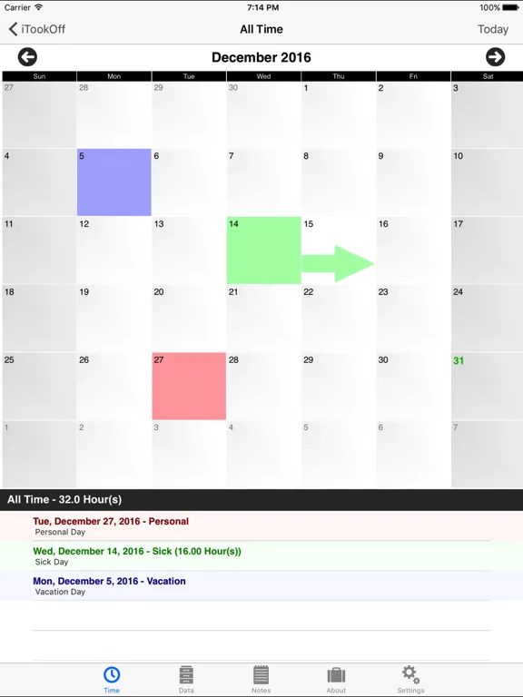 iTookOff Paid Leave Tracker iPad  স্ক্রিনশট