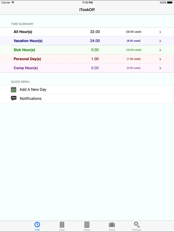 iTookOff Paid Leave Tracker iPad  স্ক্রিনশট