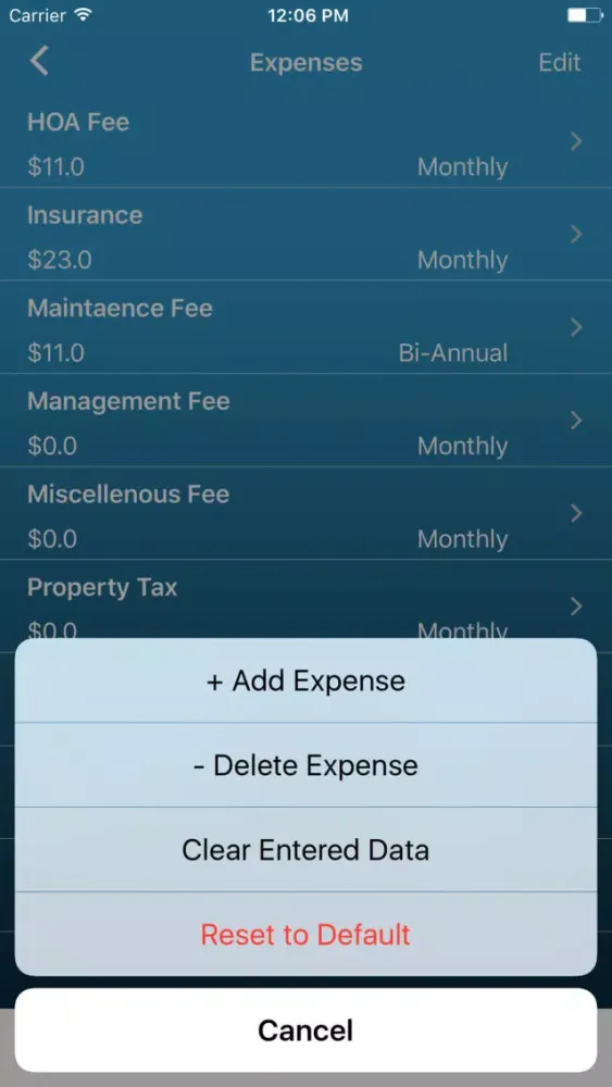 Screenshot di RE Investing Calculator