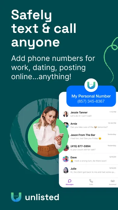 Capturas de tela do Second Texting Number:Unlisted