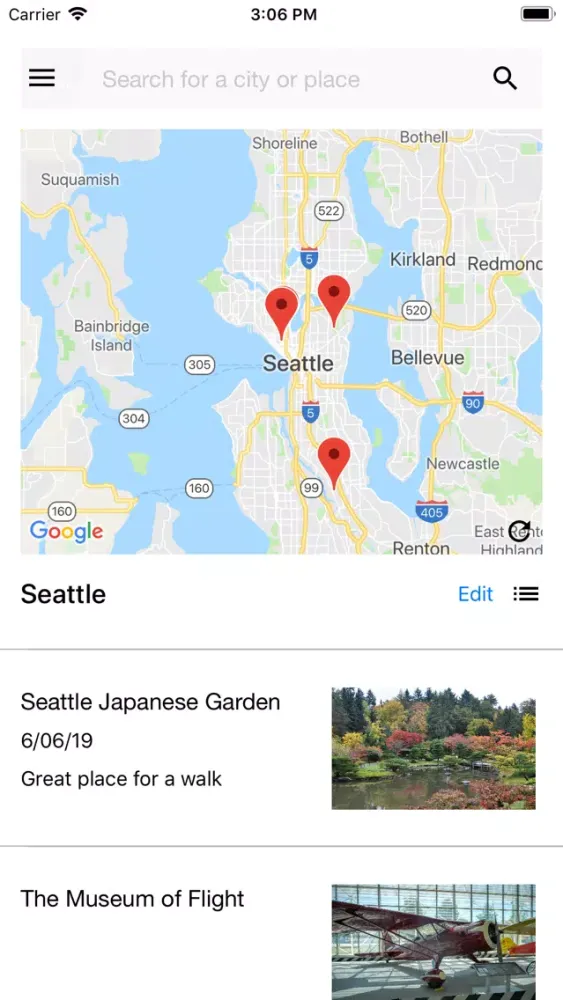 Capturas de tela do MyTrips Planner