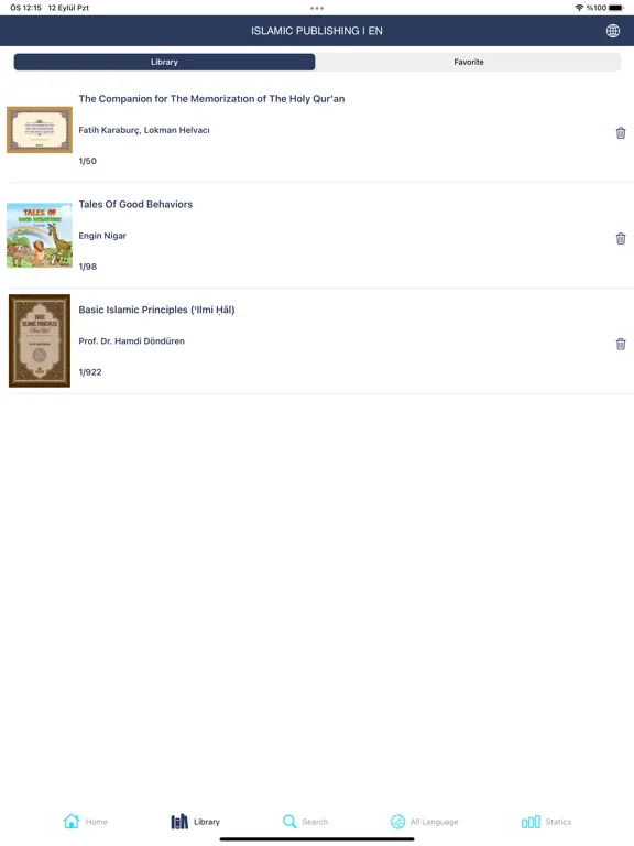 Capturas de tela do Islamic Publishing iPad 