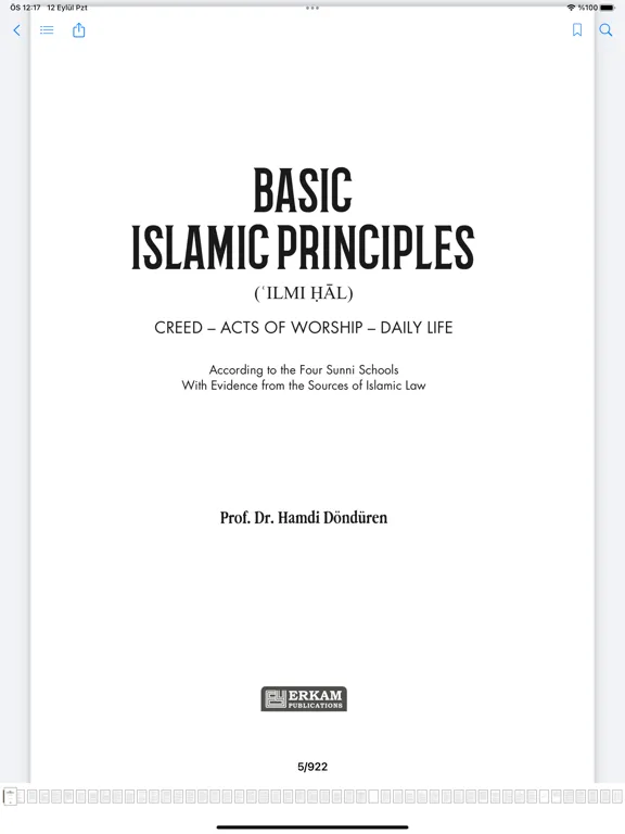 Capturas de tela do Islamic Publishing iPad 