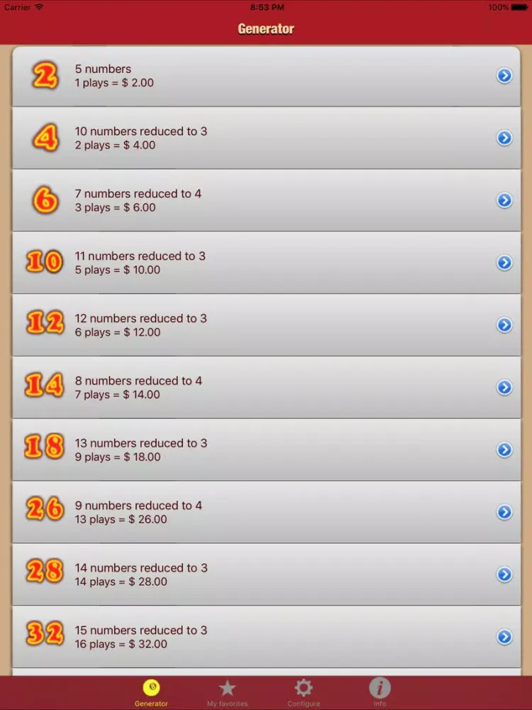 Powerball Reduced iPad  Screenshots