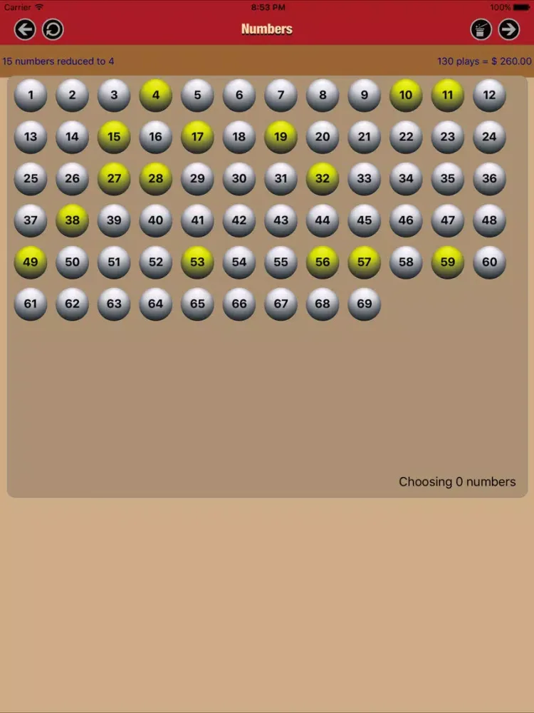 Powerball Reduced iPad  Screenshots