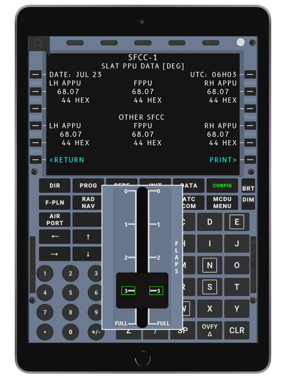 Capturas de tela do A320 CFDS Trainer iPad 