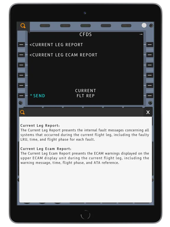 Capturas de tela do A320 CFDS Trainer iPad 