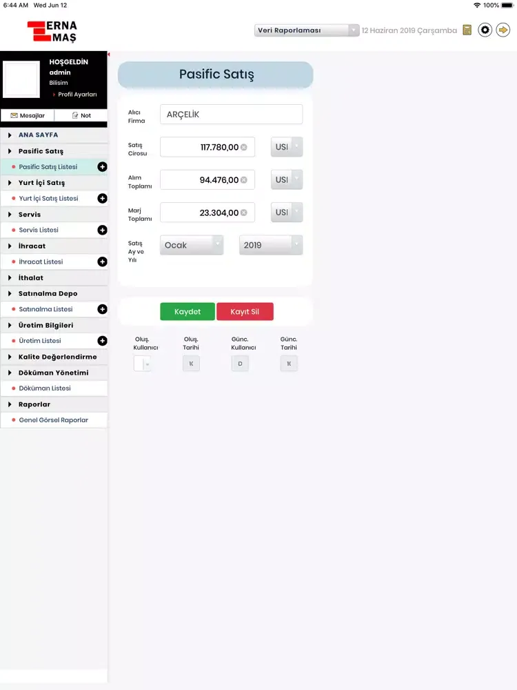 Veri Raporlaması iPad  স্ক্রিনশট