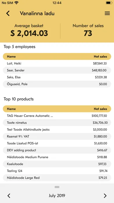 Erply Sales Dashboard 스크린샷