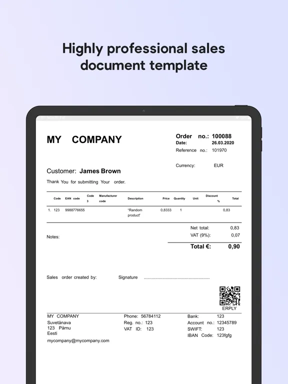 Captures d'écran de Erply Invoice iPad 