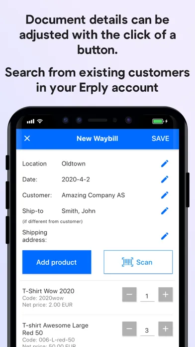 Captures d'écran de Erply Invoice