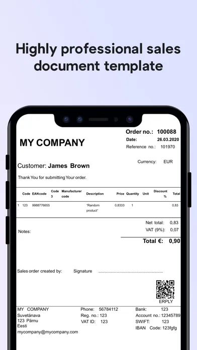 Captures d'écran de Erply Invoice