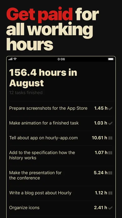 Capturas de tela do Hourly – Work Hours Tracker