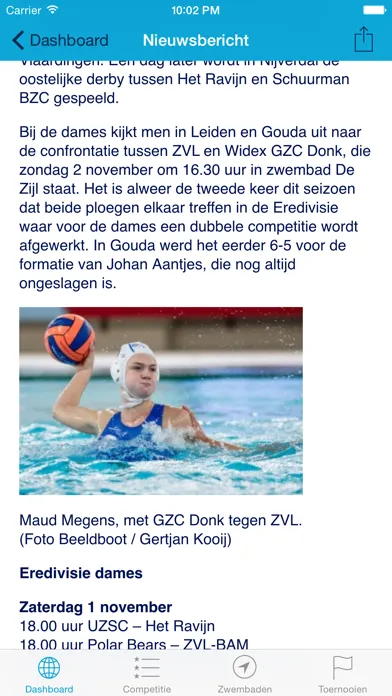 Capturas de tela do Waterpolo.nl