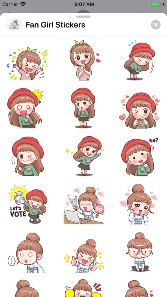 ภาพหน้าจอของ Fan Girl Stickers