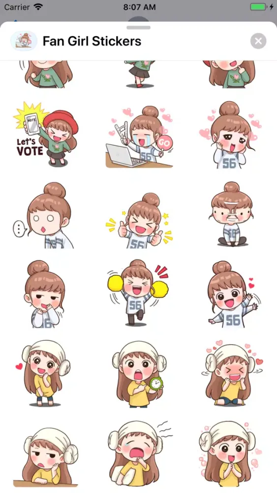 ภาพหน้าจอของ Fan Girl Stickers