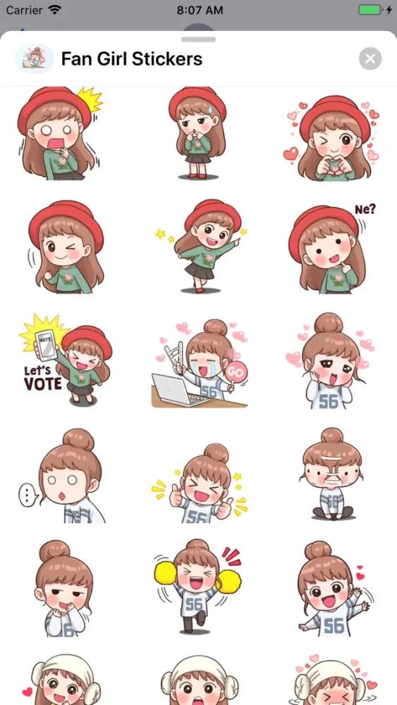 ภาพหน้าจอของ Fan Girl Stickers