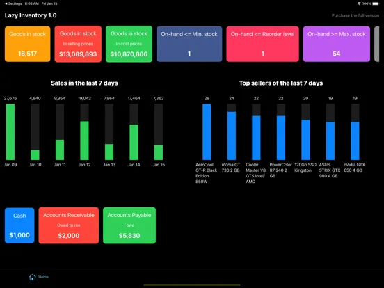 Tangkapan layar Lazy Inventory iPad 