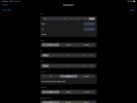 Tangkapan layar Lazy Inventory iPad 