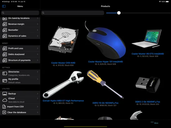 Tangkapan layar Lazy Inventory iPad 