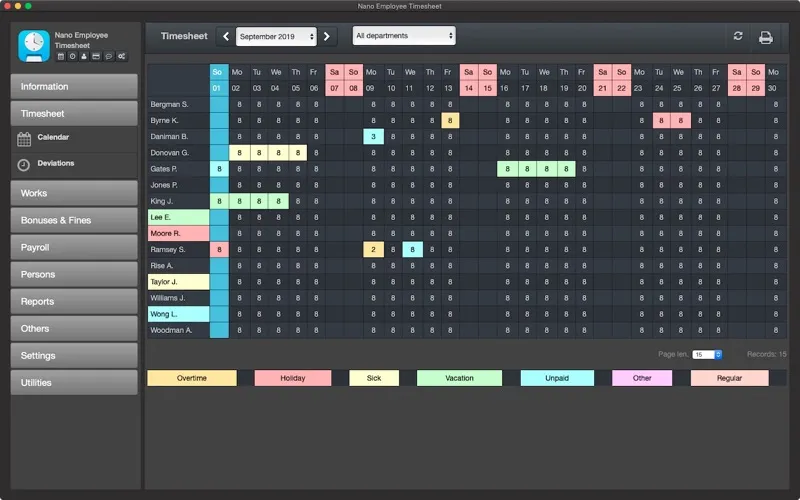 ภาพหน้าจอของ Nano Employee Timesheet