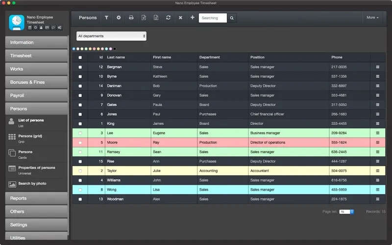 ภาพหน้าจอของ Nano Employee Timesheet