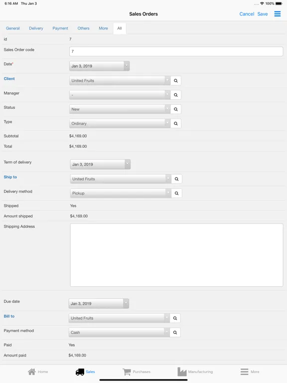 Tangkapan skrin Nano Enterprise Management iPad 