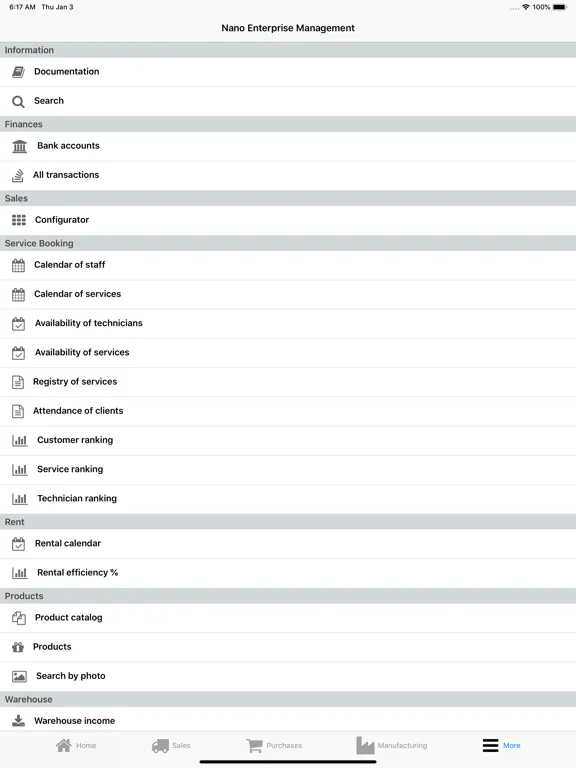 Tangkapan skrin Nano Enterprise Management iPad 