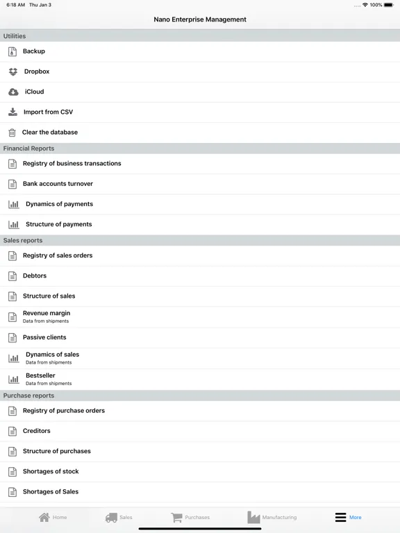Tangkapan skrin Nano Enterprise Management iPad 