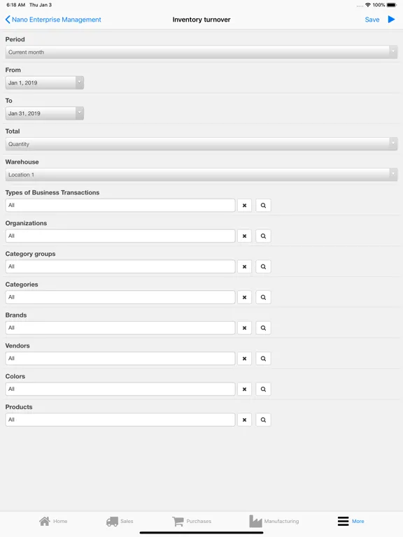 Tangkapan skrin Nano Enterprise Management iPad 