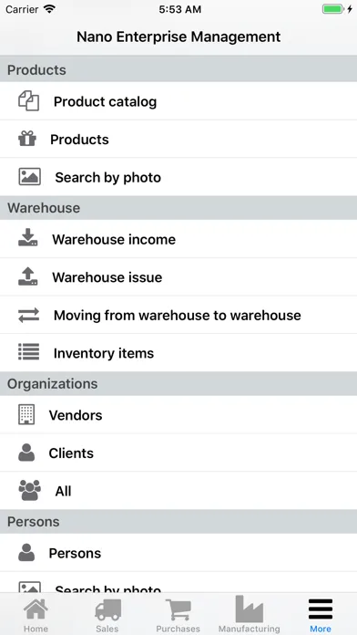 Tangkapan skrin Nano Enterprise Management