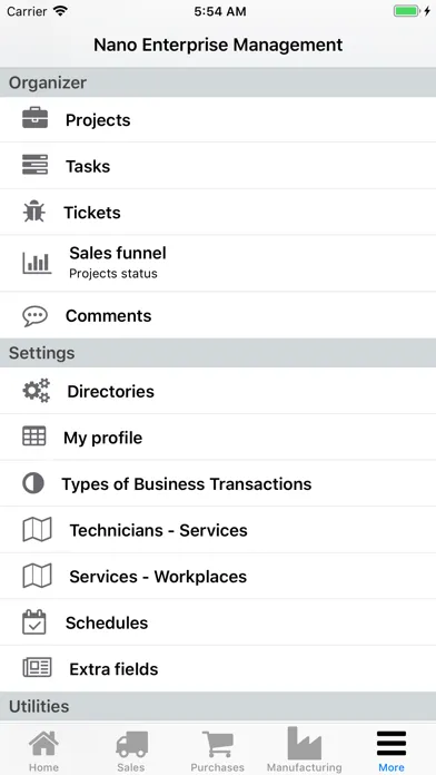 Tangkapan skrin Nano Enterprise Management