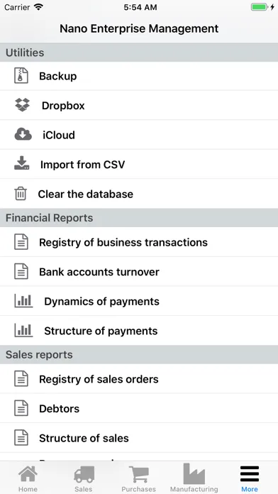 Tangkapan skrin Nano Enterprise Management