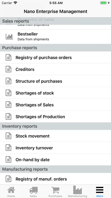 Tangkapan skrin Nano Enterprise Management