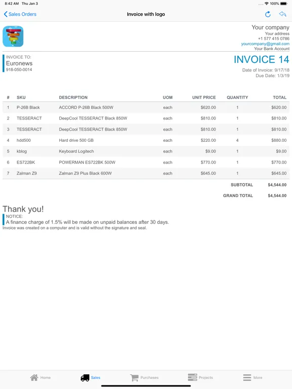 Скриншоты Nano Sales Manager iPad 