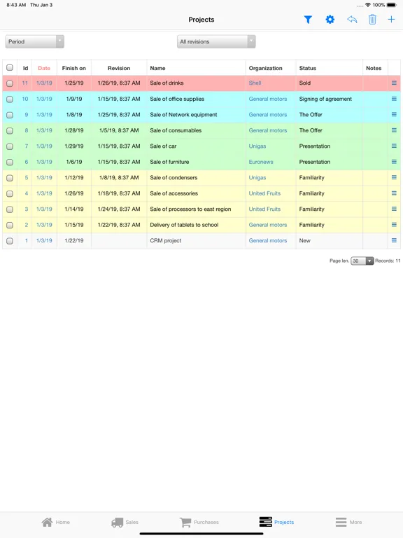 Скриншоты Nano Sales Manager iPad 