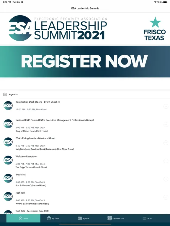 Capturas de tela do ESA Summit iPad 
