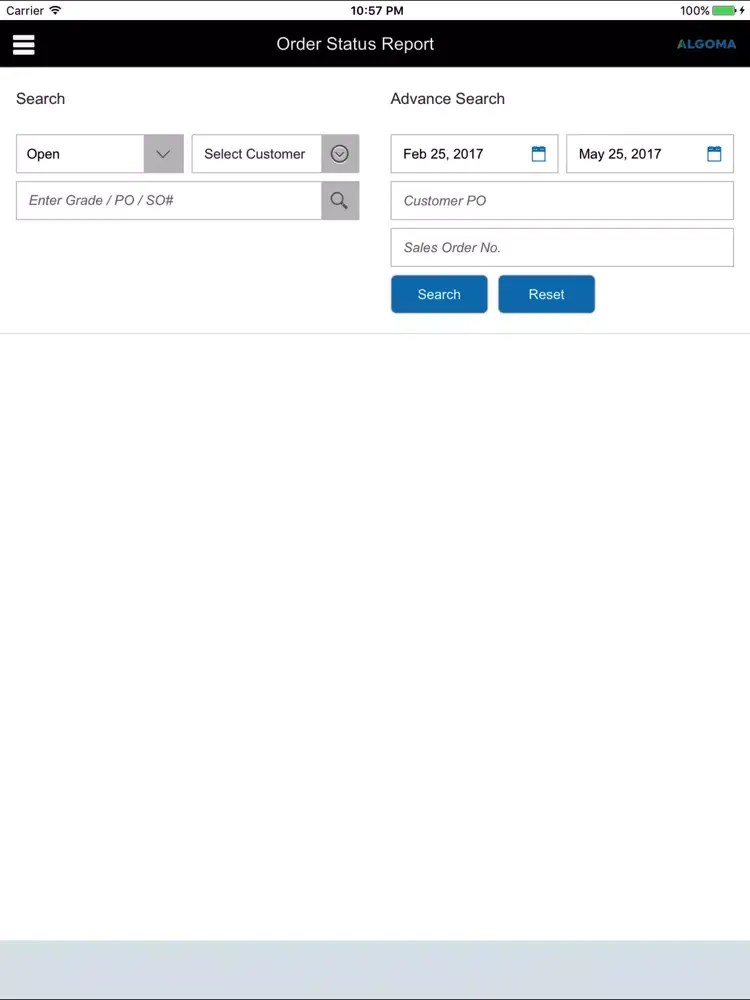 تصاویر Algoma Order Status Report iPad 