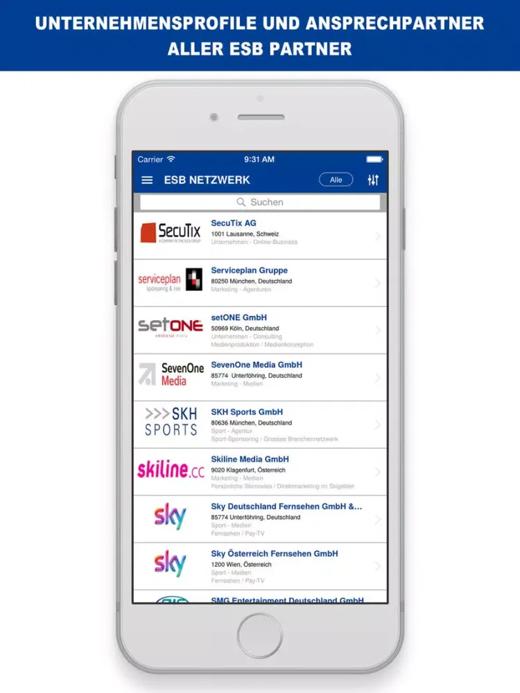 ESB Marketing Netzwerk iPad Screenshots
