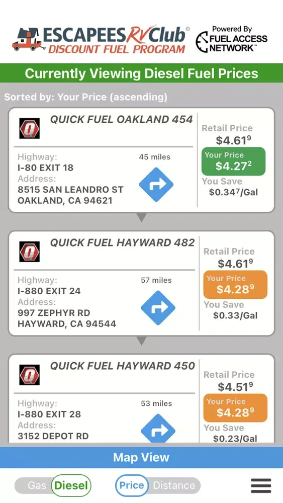 صور Escapees Discount Fuel Locator