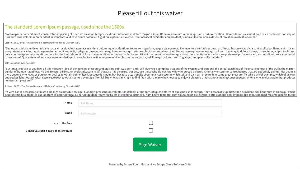 Screenshot di Escape Room Master Waivers for Live Escape Games