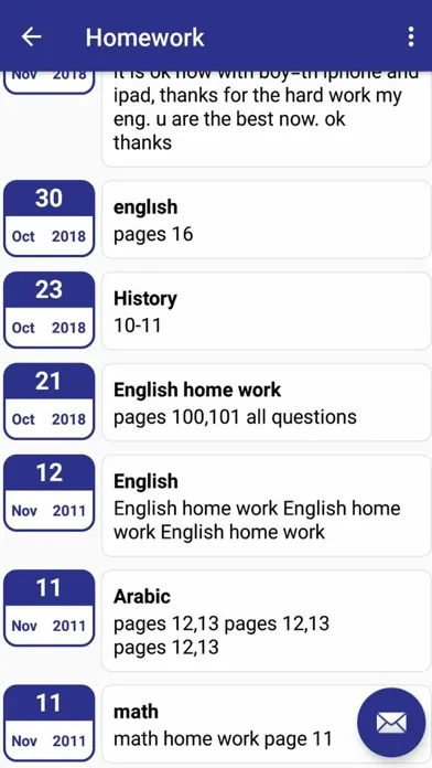 Capturas de tela do eSchool system