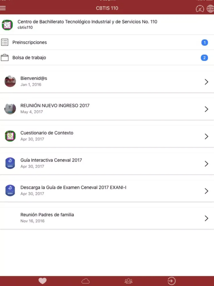 Tangkapan layar Escolares MX iPad 